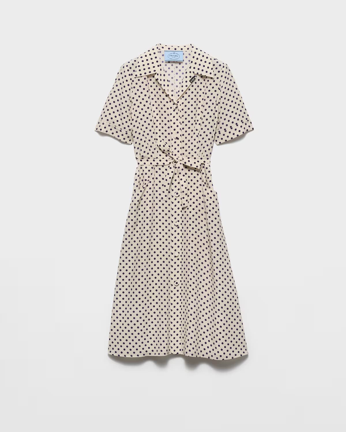 Polka-dot print marocain shirt dress