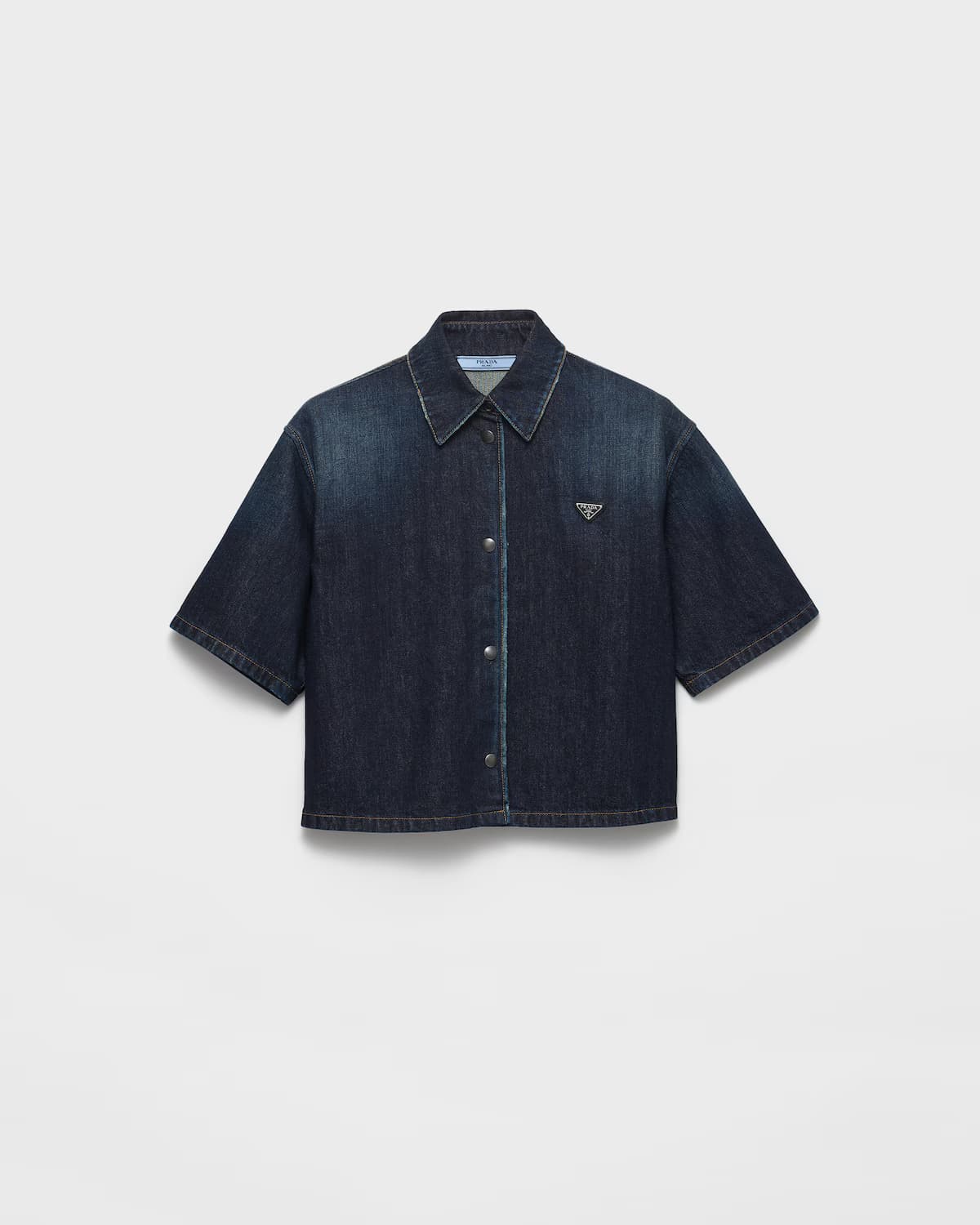 Short-sleeved denim shirt
