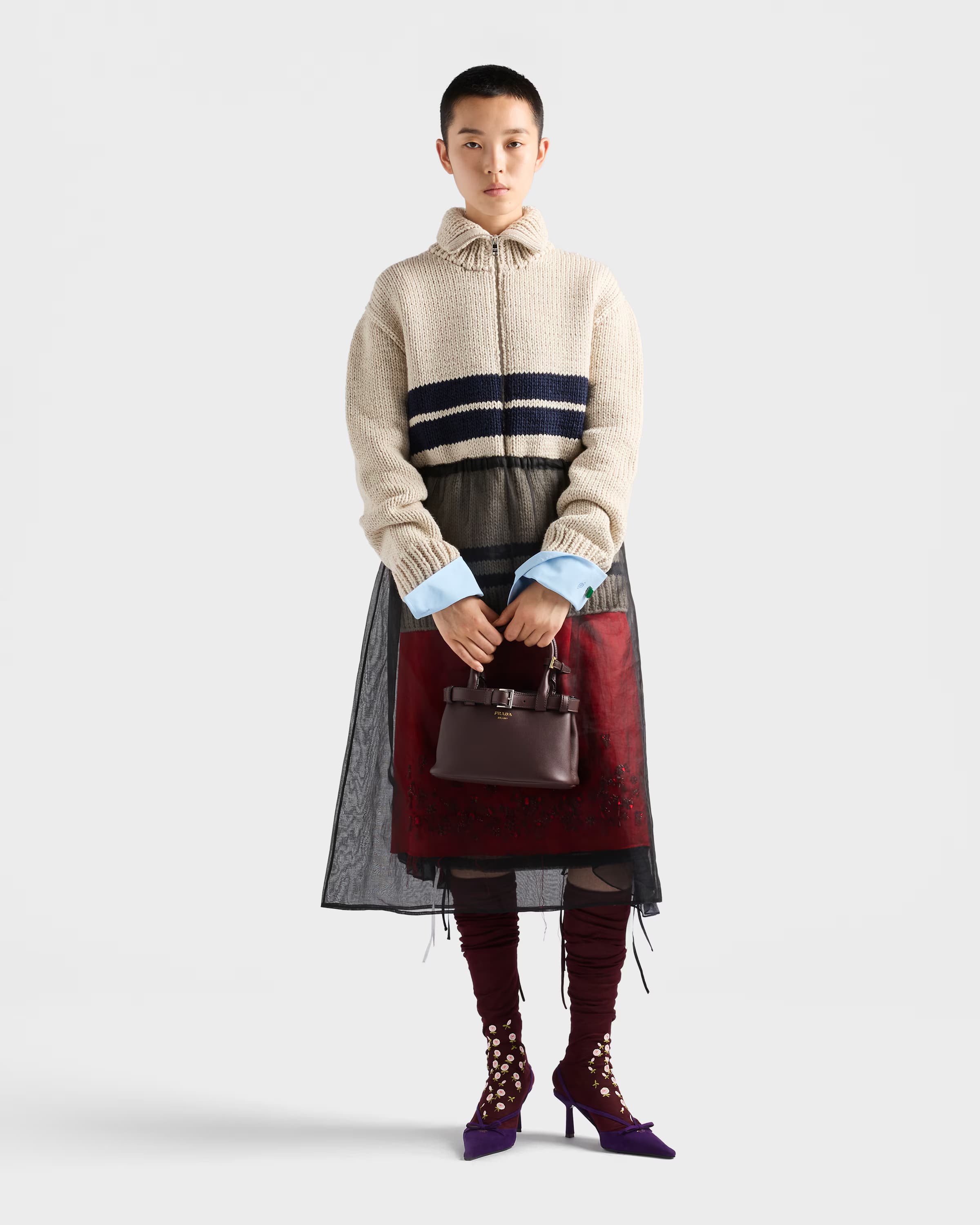 Prada Buckle small leather bag with belt