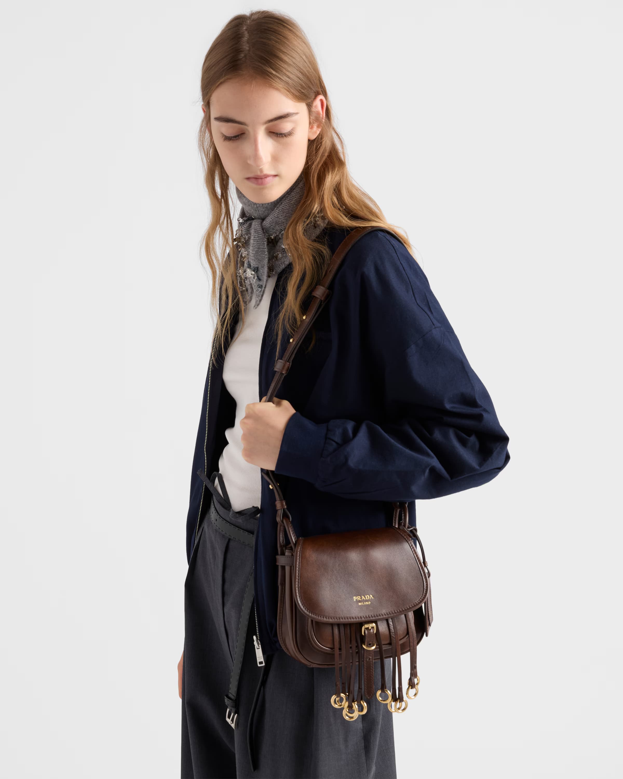Prada Corsaire aged leather mini shoulder bag